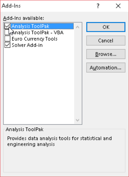 add analysis toolpak in excel for mac